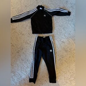 Adidas Black Joggers with White Accents